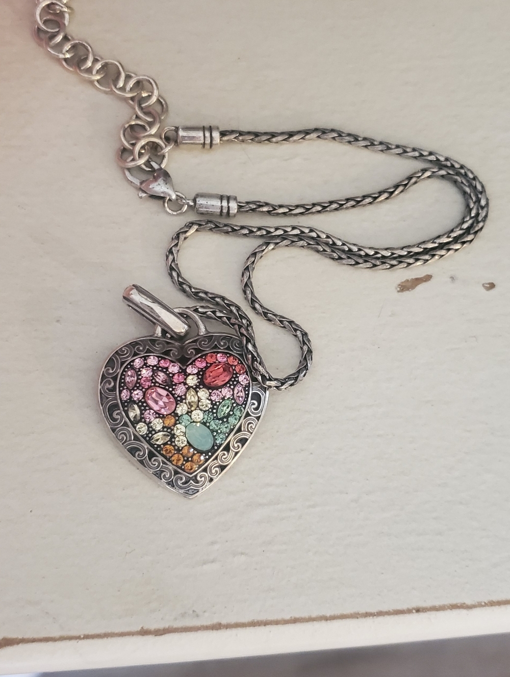 Brighton 16" Heart Necklace with Rainbow Colored Stones - Picture 4 of 9